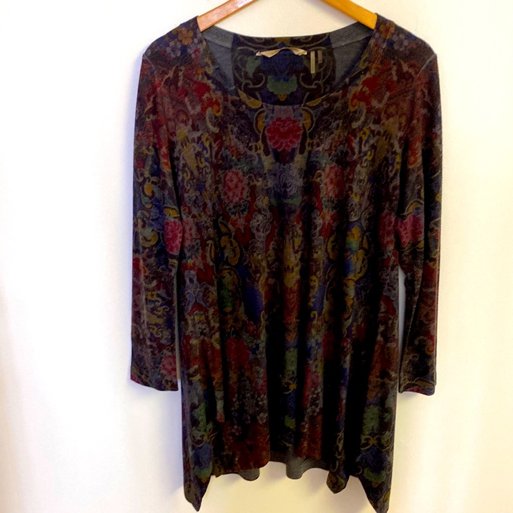 Soft Surroundings Paisley Long Sleeve Handkerchief tunic top size Medium